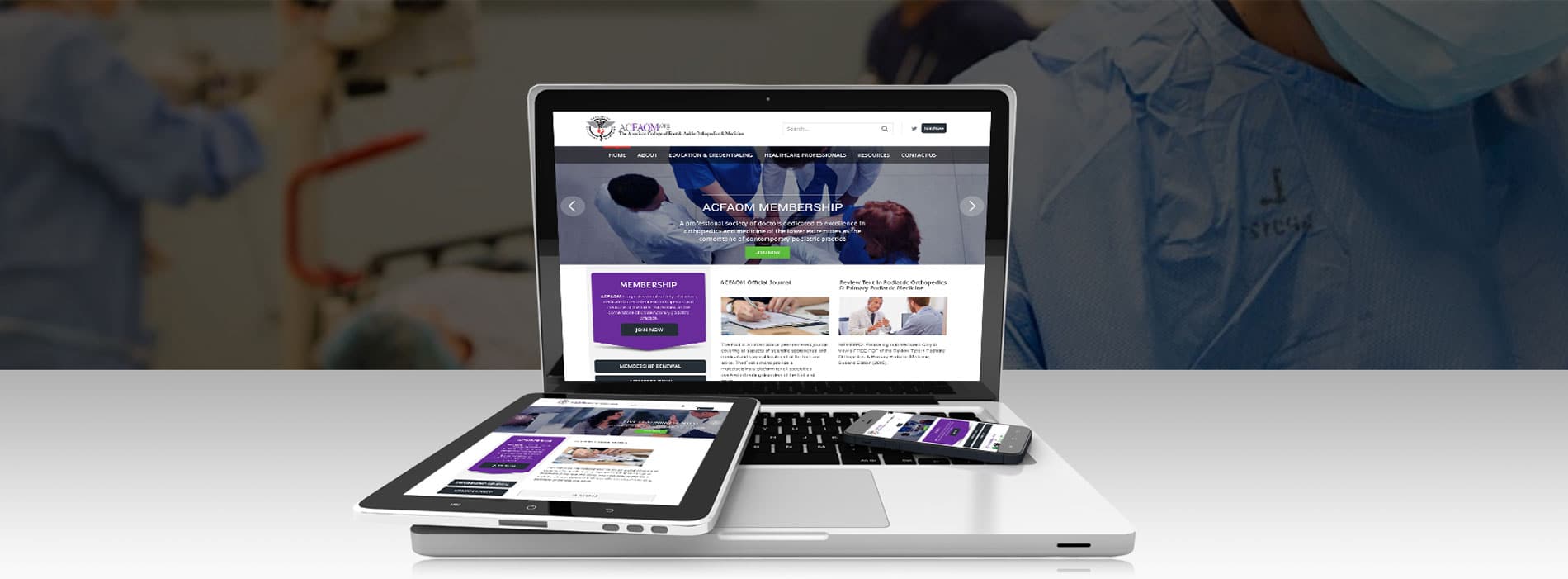 ACFAOM website developed by SiteHatchery | medical college website