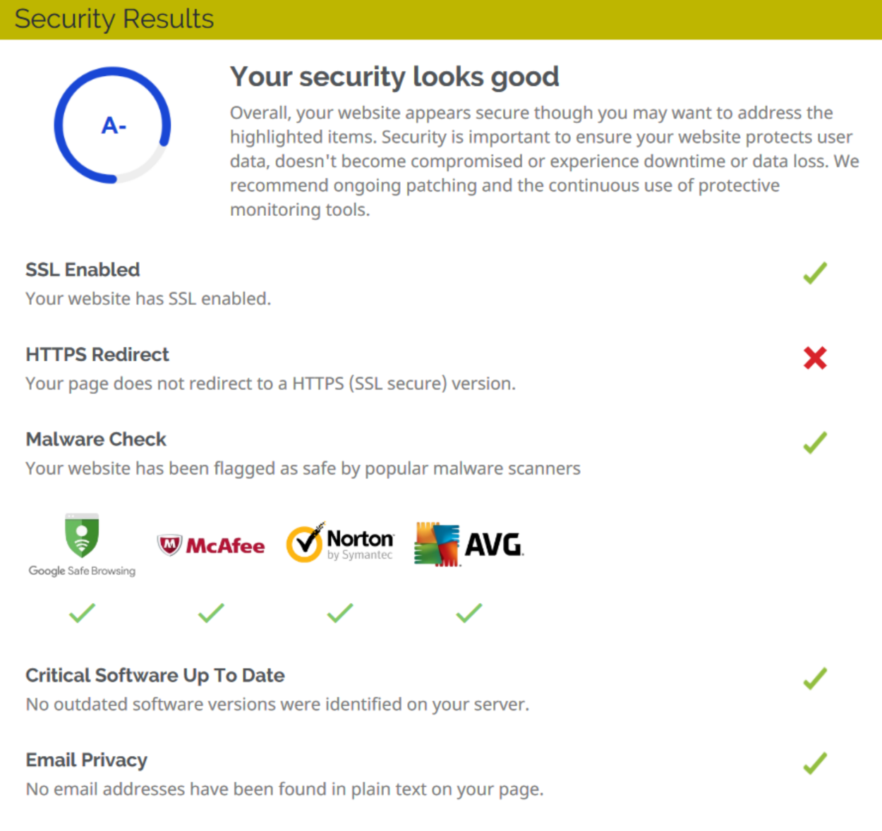 Website Audit Tool - Security Results