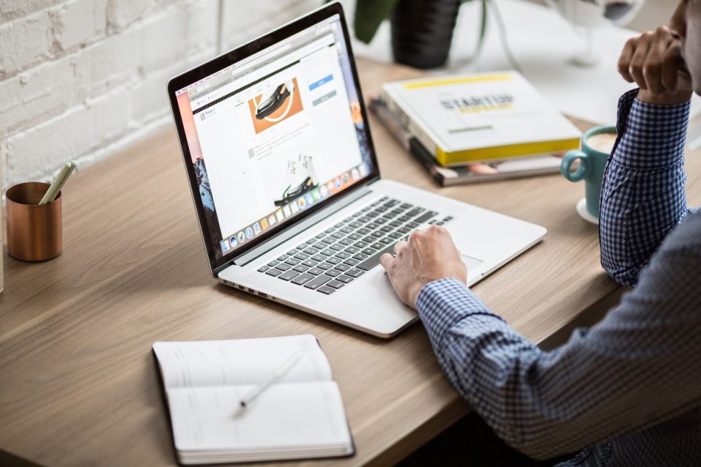 Person working on a laptop