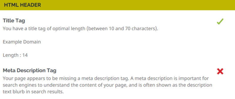 Website Audit Tool - HTML Header